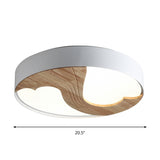 Simplicity Led Acrylic Flush Mount Light With Wood Design - White Circular Fixture