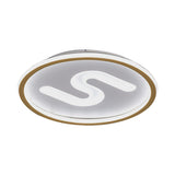 Contemporary S - Shaped Acrylic Ceiling Light Fixture - Black/Gold Led Flush Mount With Warm/White