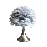 Contemporary Feather Grey/White Led Night Table Lamp - Tree-Inspired Reading Light For Study Room