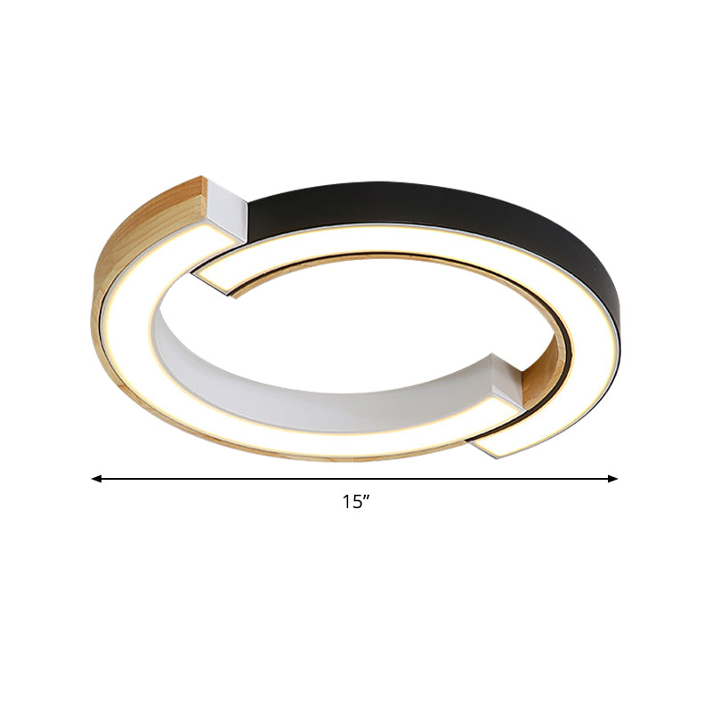 Contemporary Bedroom Ceiling Lamp - 2-Arch Bridge Design Acrylic Led Light 15/19 Width Black/White