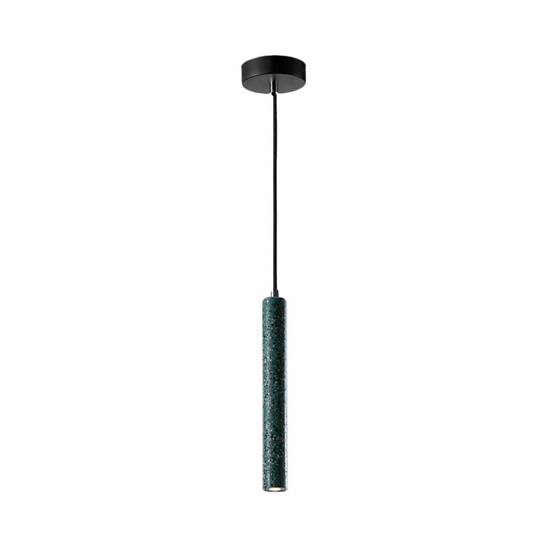 Nordic Cement Tube Pendant Light 1 Yellow/Blue/Green Hangs 12 Or 21.5H