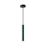 Nordic Cement Tube Pendant Light 1 Yellow/Blue/Green Hangs 12 Or 21.5H