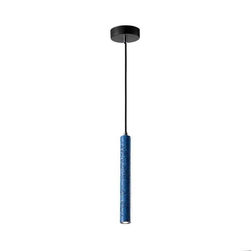 Nordic Cement Tube Pendant Light 1 Yellow/Blue/Green Hangs 12 Or 21.5H