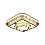 Contemporary Crystal Ceiling Lamp: Round/Flower Led Flushmount Lighting Silver With Warm/White