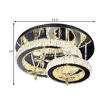 Modern Chrome Led Circle Ceiling Lamp With Cut Crystal Semi-Mount And Remote Stepless Dimming
