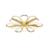 Contemporary Black/Gold Led Ceiling Mounted Iron Floral Flush Mount Light For Living Room