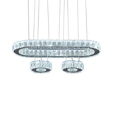 Modern Crystal Oval Chandelier With Led Suspension In Chrome