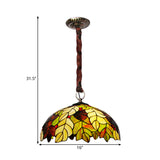 Tiffany Style 3-Head Yellow Chandelier With Handcrafted Art Glass And Jewel Deco - Elegant Drop Lamp