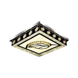 Modern Crystal Flush Mount Led Ceiling Light With Nickel Finish And Leaf/Cubic Pattern