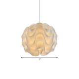 Simplicity Acrylic Single Light White Drop Pendant - Meringue Hanging Ceiling 7’/9’/12’ Wide