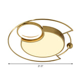 Nordic Led Semi Flush Mount Ceiling Fixture In Gold - Acrylic Rounded Light With Warm/White