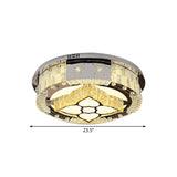 Stainless Steel Led Ceiling Lamp With Clear Crystal Design For Bedroom Flush Mount