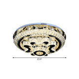 Modern Crystal Block Ceiling Light Fixture For Living Room - Led Flush Mount Lamp With