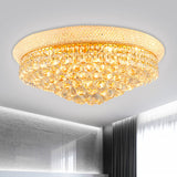 Contemporary Crystal Orb Cone Flush Mount Ceiling Light - Gold Finish 6/9 Heads 16/23.5 Wide Ideal