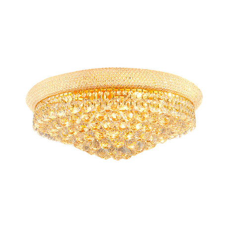 Contemporary Crystal Orb Cone Flush Mount Ceiling Light - Gold Finish 6/9 Heads 16/23.5 Wide Ideal