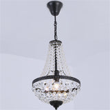 Modern Simplicity: 1-Bulb Black Basket Pendant Lamp With Crystal Shade