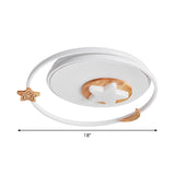 Modernist Acrylic Led White Flush Mount Lamp - Round Light Fixture With Star And Moon Decor