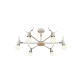 Kids Bedroom Semi Flush Ceiling Light With Modern Antler Decoration