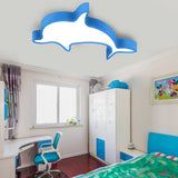 Dolphin Acrylic Ceiling Lamp: Modern Lovely Flush Mount Light For Kindergarten Blue / 19.5’ White