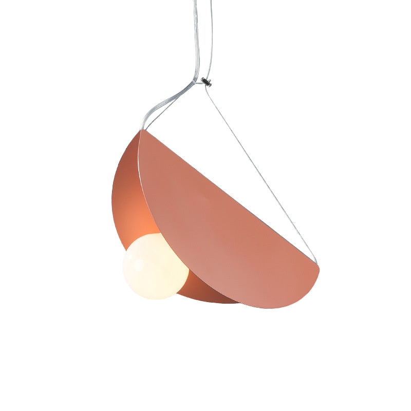 Contemporary Curved Hanging Pendant Light - Black/Grey Metal Suspension For Bedroom