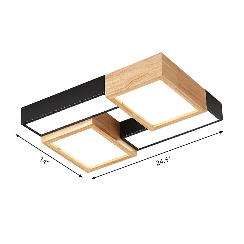 Modern Acrylic Bathroom Flush Mount Light - Led Black/White Ceiling Fixture (20.5’/24.5’ Wide)