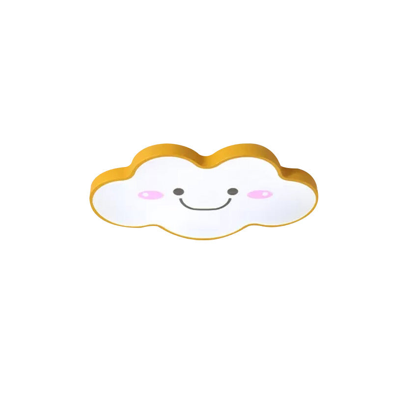 Smiling Cloud Ceiling Light - Childrens Nordic Style Acrylic Fixture Yellow / 19.5 White