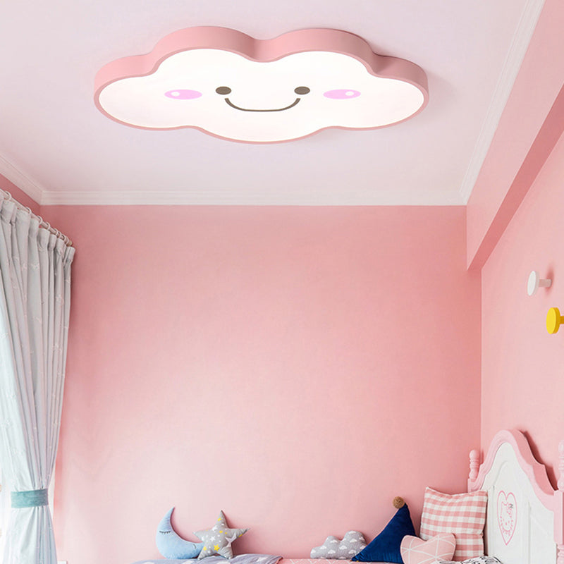 Smiling Cloud Ceiling Light - Childrens Nordic Style Acrylic Fixture Pink / 19.5 White