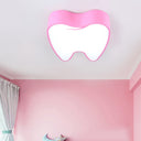 Little Tooth Kids Bedroom Ceiling Lamp - Acrylic Modern Flush Mount Light Pink / 18’ White