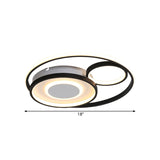 Modern Metallic Circle Flush Mount Lamp - 18/21.5 Led Black Ceiling Fixture For Bedroom In
