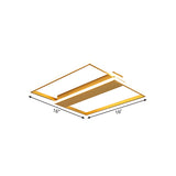 Modern Gold Dual Rectangle Frame Led Flush Ceiling Light - 16/19.5 Width