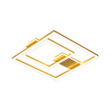 16’/19.5’ Led Flush Ceiling Light In Simple Gold With Square Metal Shade - White/Warm
