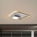 18/21.5 Inch Led Flush Mount Bedroom Light In Gold/White - Square Metal Fixture Coffee / 18
