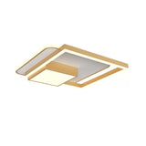 18/21.5 Inch Led Flush Mount Bedroom Light In Gold/White - Square Metal Fixture