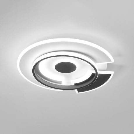 Modern Metallic Led Minimalism Ceiling Light Fixture - Circular Flush Mount In Black/White 18/21.5 W