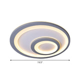Modern Led Flush Mount Lamp - Sleek Grey Ceiling Light With Round Metal Shade In Warm/White