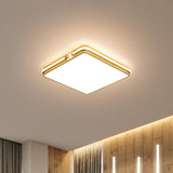 Led Bedroom Ceiling Light - Simple Black/Gold Flush Mount Square Acrylic Shade Warm/White (16.5/20.5