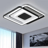 Black Metallic Led Flush Mount Light Minimalist Overlapping Design 18/21.5 Width / 18