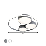 Nordic Led Flush Ceiling Light Grey/White Round Mount Bedroom Lamp - 18/21.5/31 Width