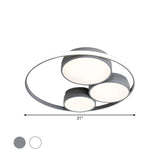 Nordic Led Flush Ceiling Light Grey/White Round Mount Bedroom Lamp - 18/21.5/31 Width