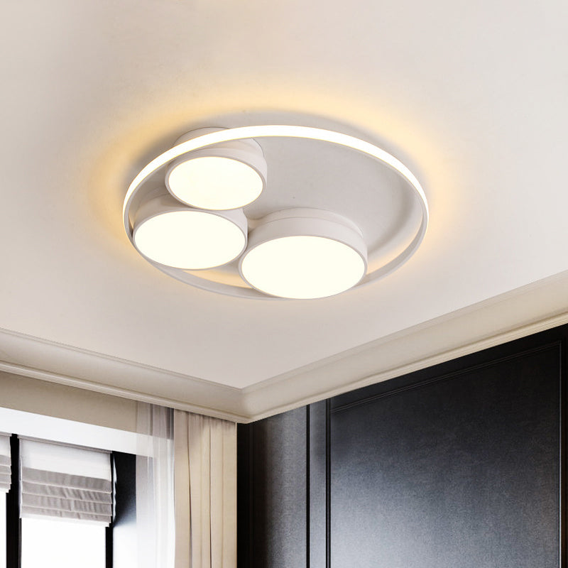Nordic Led Flush Ceiling Light Grey/White Round Mount Bedroom Lamp - 18/21.5/31 Width