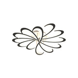Modern Metallic Floral Flush Mount Led Ceiling Light In Black/White With Warm/White Glow 31.5/39