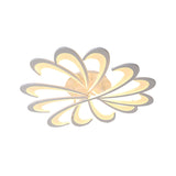Modern Metallic Floral Flush Mount Led Ceiling Light In Black/White With Warm/White Glow 31.5/39