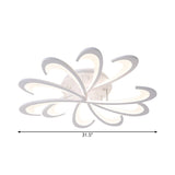 Modern Metallic Floral Flush Mount Led Ceiling Light In Black/White With Warm/White Glow 31.5/39