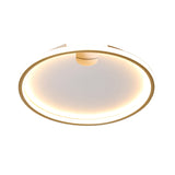 Modern Led Bedroom Ceiling Lighting: Gold Flush Mount With Round Metal Shade 16’/19.5’ W