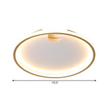 Modern Led Bedroom Ceiling Lighting: Gold Flush Mount With Round Metal Shade 16/19.5 W