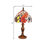 Baroque Brass Peacock Tail Patterned Table Lamp With Stained Glass Shade - 2-Light Night Light For