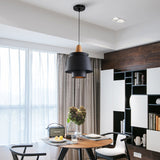 Modern 1-Head Dining Room Suspension Light With Tapered Metal Shade - Stylish Black/White Pendant