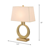 Vintage Gold Cuboid Table Lamp With Antique Fabric Shade - Elegant Nightstand Light For Drawing Room