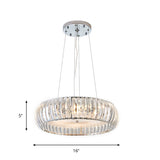 Chrome Doughnut Hanging Chandelier With Crystal Prisms Shade - Simplicity Led Down Lighting