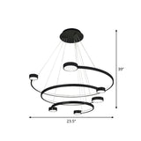 Contemporary Metal 3-Tiered C Ceiling Lamp - Black Finish Flush Mount Light With Warm/White Led